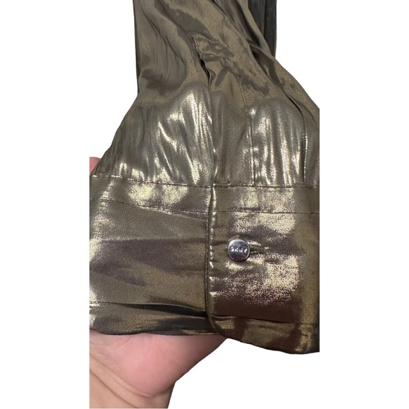 DKNY Gold Metallic Blouse Sz L - Picture 9 of 15